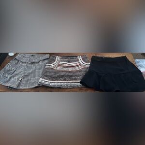 Lot of 3 Zara XL bottoms. Shorts, embroidered mini skirt, black mini skort